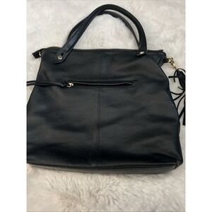 M London Leather Tote Bag Black Medium Pebbled Handbag  Minimalist